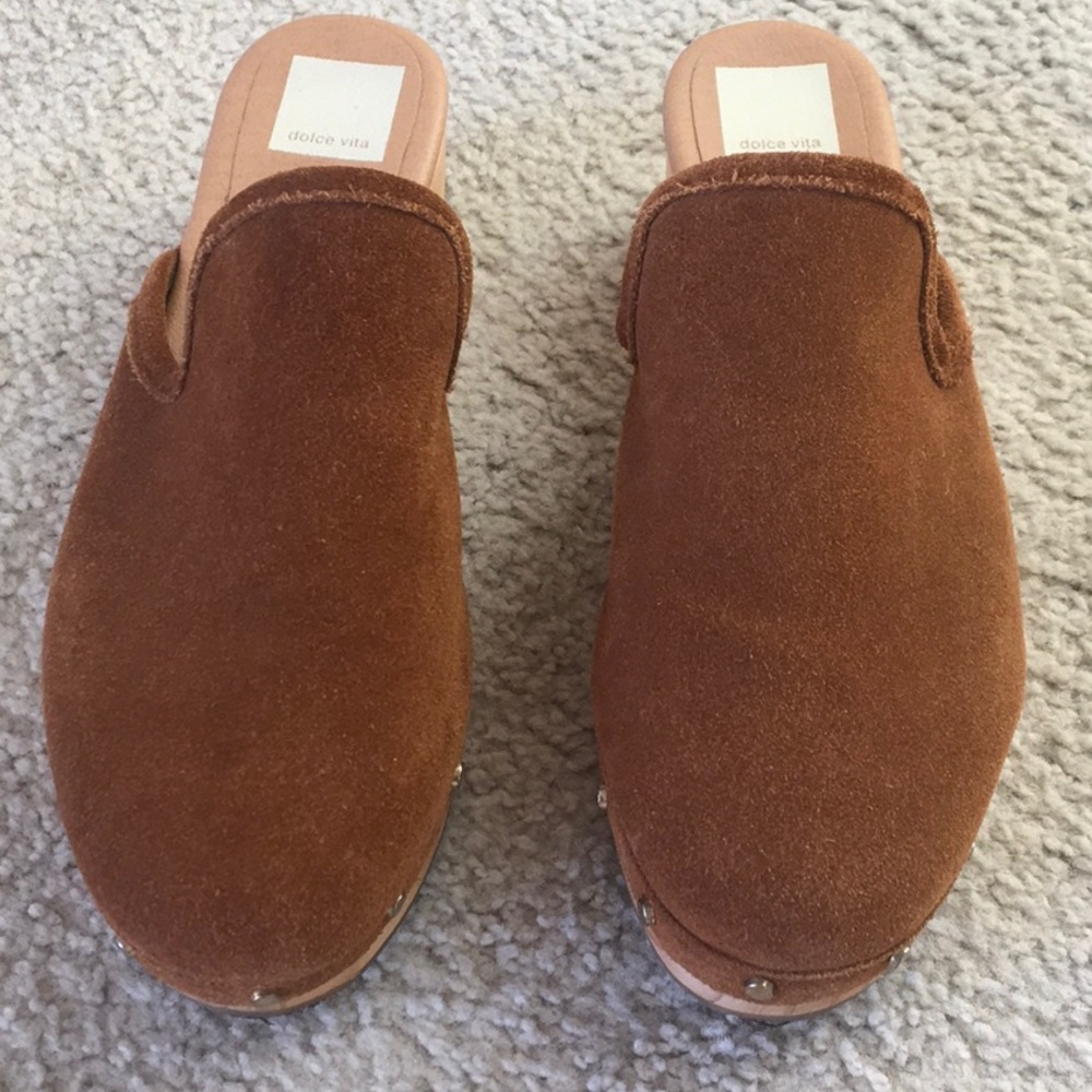 DOLCE VITA/“CLOSEN”SLIP-ON STUDDED CLOGS IN”COGNAC” - Picture 5 of 10